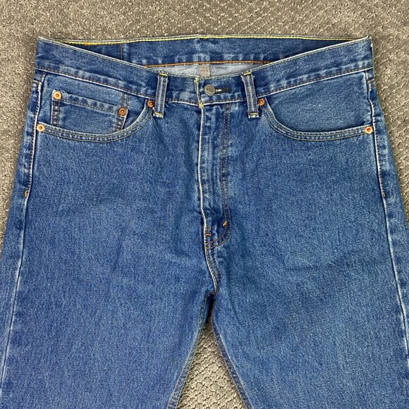 Levi's 505 Jeans Men's 36 x 29 Measures 36 x 28 Regular Fit Straight Leg Blue - Picture 2 of 12